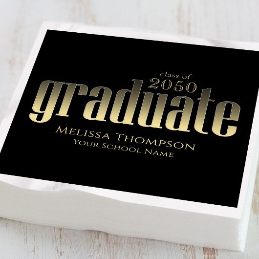 Graduate Modern Simple Gold Minimalistisch Black Serviette