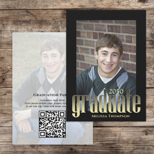 Graduate Modern Simple Gold Stilvolle Typografie Einladung