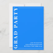 Graduate Modern Simple Photo Minimalist Azure Blue Einladung (Rückseite)