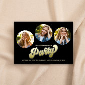 Graduate Modern stilvoll Retro Gold Foto Collage Einladung