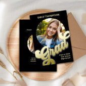 Graduate Modern Stylish Foto Gold Calligraphy Einladung