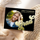 Graduate Modern Stylish Retro Gold Foto QR Code Einladung
