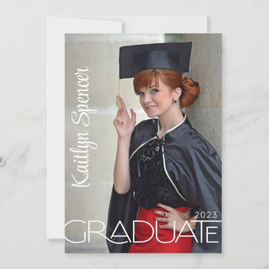 Graduate Modern Typografy 2 Fotos Abschluss Ankündigung (Vorderseite)