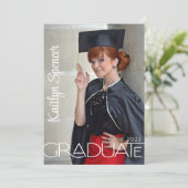 Graduate Modern Typografy 2 Fotos Abschluss Ankündigung (Stehend Vorderseite)