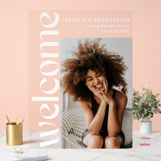 Graduate Modern Vertikal Foto Acrylschild (Hochzeit)