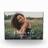 Graduate Modern White Script Abschluss Fotoblock (Vorderseite)