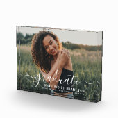 Graduate Modern White Script Abschluss Fotoblock (Rechts)