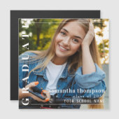 Graduate Modernes Minimalistisches einfaches Foto  Magneteinladung (Vorne/Hinten)