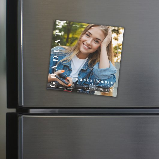 Graduate Modernes Minimalistisches einfaches Foto  Magneteinladung