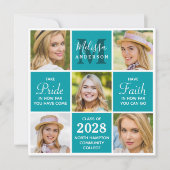 Graduate Monogram 5 Foto Collage Aquamariner Absch Ankündigung (Vorderseite)