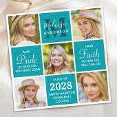 Graduate Monogram 5 Foto Collage Aquamariner Absch Einladung