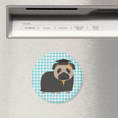 Graduate Mops über Blue and White Gingham Design Magnet (In Situ (Geschirrspüler))