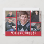 Graduate Multi Foto Collage Kardinal Red QR Code Einladung (Vorderseite)