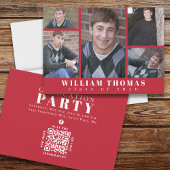 Graduate Multi Foto Collage Kardinal Red QR Code Einladung
