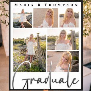 Graduate Multi Foto Collage Modernes Skript Poster