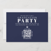 Graduate Multi Foto Collage Navy Blue QR Code Einladung (Rückseite)