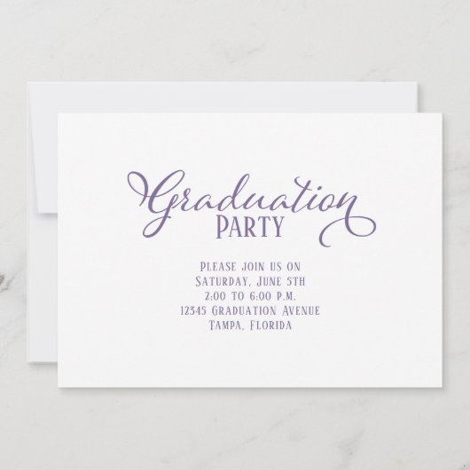 Graduate Multi Foto Einfache Elegante Kalligrafie Einladung (Rückseite)