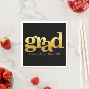 Graduate mutige, moderne schwarze Goldtypografie Serviette
