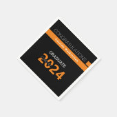 Graduate Name Black Orange Abschluss Serviette (Ecke)