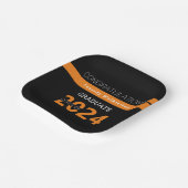 Graduate Name Black Orange Graduation  Pappteller (Gewinkelt)