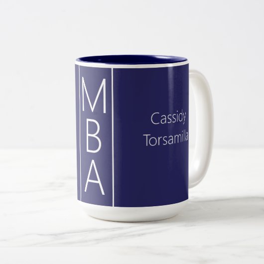 Graduate Name Blue MBA Zweifarbige Tasse (VorderseiteRechts)