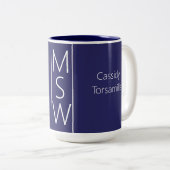 Graduate Name Blue MSW Zweifarbige Tasse (VorderseiteRechts)