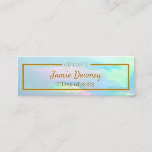 Graduate Name Card | Schwarz, Opal und Gold | Mode Mini Visitenkarte (Vorderseite)
