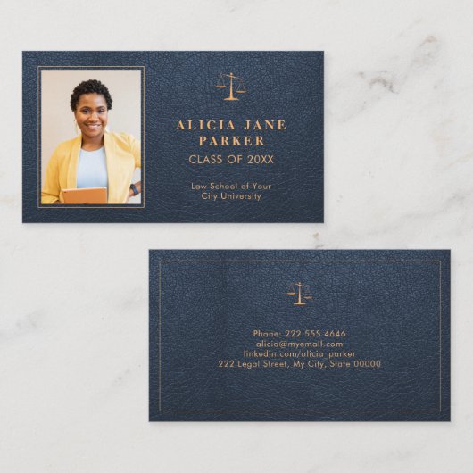 Graduate Name Law School Abschluss Foto Visitenkarte (Vorne/Hinten)