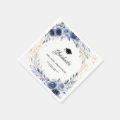 Graduate Navy Blue Flowers Serviette (Ecke)