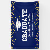 Graduate Navy Blue Graduation Party Banner (Vertikal)