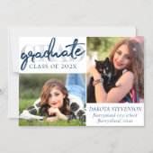 Graduate Navy Script | Dunkelblau 2 Foto Keepake Magneteinladung (Vorderseite)