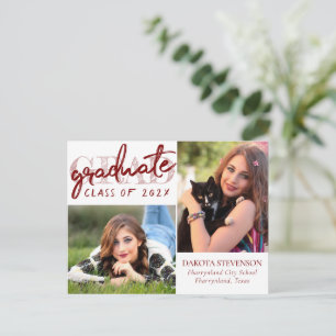 Graduate Navy Script Dunkelblau 2 Foto Keepake Postkarte