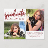 Graduate Navy Script | Dunkelblau 2 Foto Keepake Postkarte (Vorderseite)