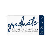 Graduate Navy Script | Dunkelblauer Brush Keepake Adressaufkleber (Vorne)