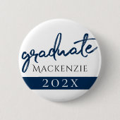Graduate Navy Script | Dunkelblauer Brush Keepake Button (Vorderseite)