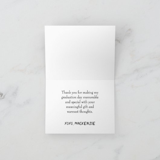 Graduate Navy Script | Dunkelblauer Brush Keepake Dankeskarte (Innenseite)