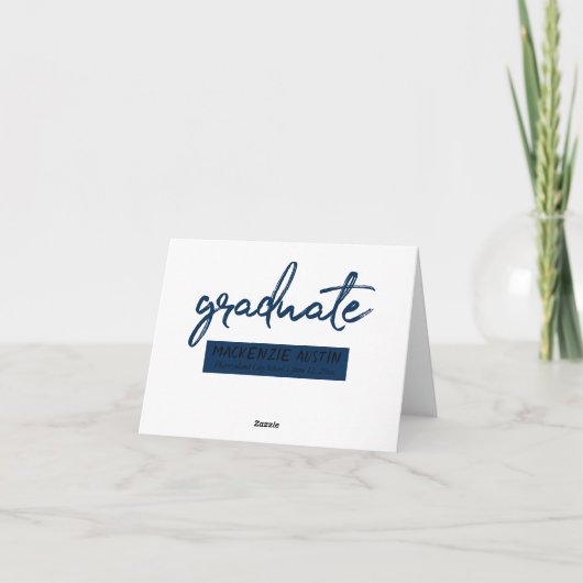 Graduate Navy Script | Dunkelblauer Brush Keepake Dankeskarte (Rückseite)