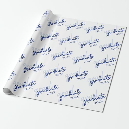 Graduate Navy Script | Dunkelblauer Brush Keepake Geschenkpapier (Ungerollt)