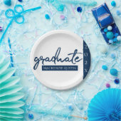 Graduate Navy Script | Dunkelblauer Brush Keepake Pappteller (Party)