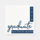 Graduate Navy Script | Dunkelblauer Brush Keepake Serviette (Vorderseite)