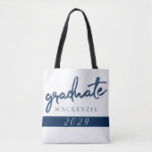 Graduate Navy Script | Dunkelblauer Brush Keepake Tasche (Vorderseite)
