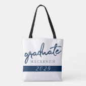 Graduate Navy Script | Dunkelblauer Brush Keepake Tasche (Rückseite)