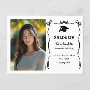 Graduate Niedlich Bows Girly   Save the Date Foto Postkarte