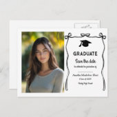 Graduate Niedlich Bows Girly | Save the Date Foto Postkarte (Vorne/Hinten)