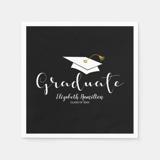 Graduate Niedlich Calligraphy Grad Cap Abschluss Serviette (Vorderseite)