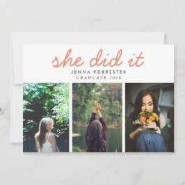 Graduate Niedlich Sie schrieb drei Fotos Coral Einladung