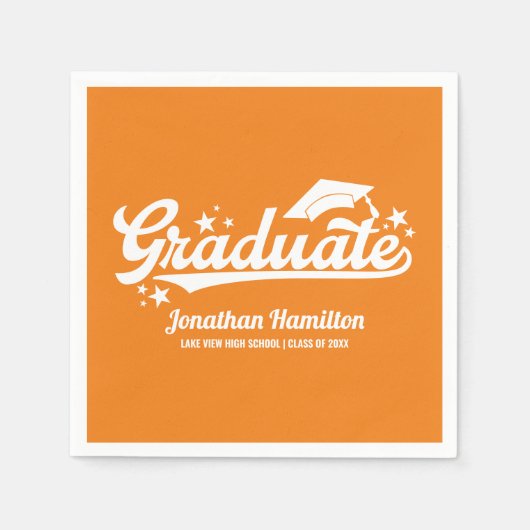 Graduate Orange Graduation Party Serviette (Vorderseite)