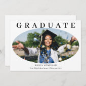 Graduate Oval Modern Photo Graduation Einladung (Vorne/Hinten)