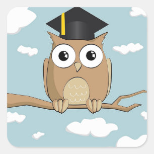 Graduate Owl Quadratischer Aufkleber
