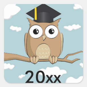 Graduate Owl Quadratischer Aufkleber